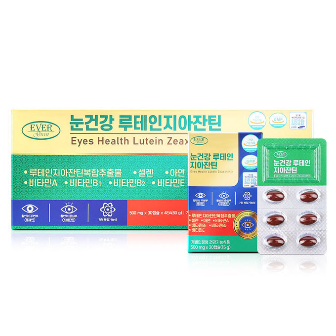 에버그린 눈건강 루테인지아잔틴 500mg x 30캡슐 x4개